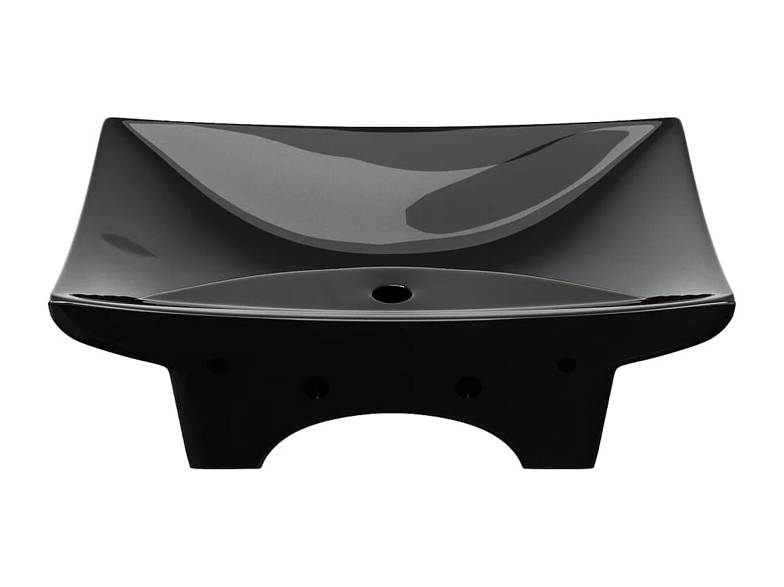 Lavabo rectangular cerámica orificio de grifo y desagüe negro ES66514
