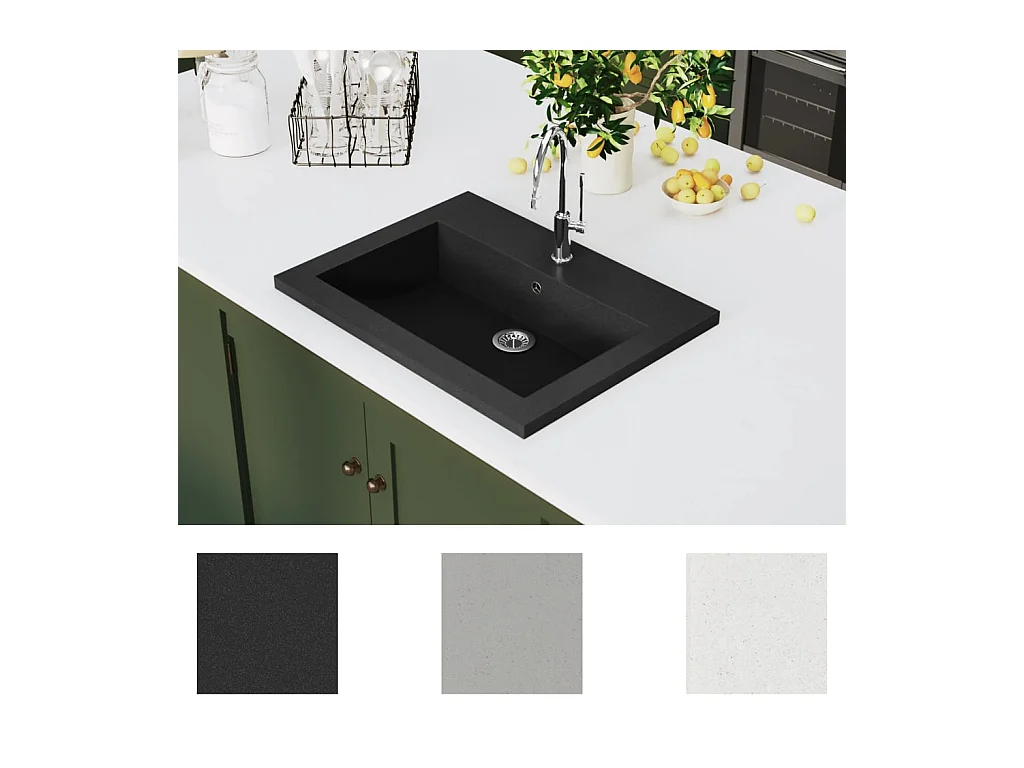 Lavabo de granito negro 600x450x120 mm ES66387