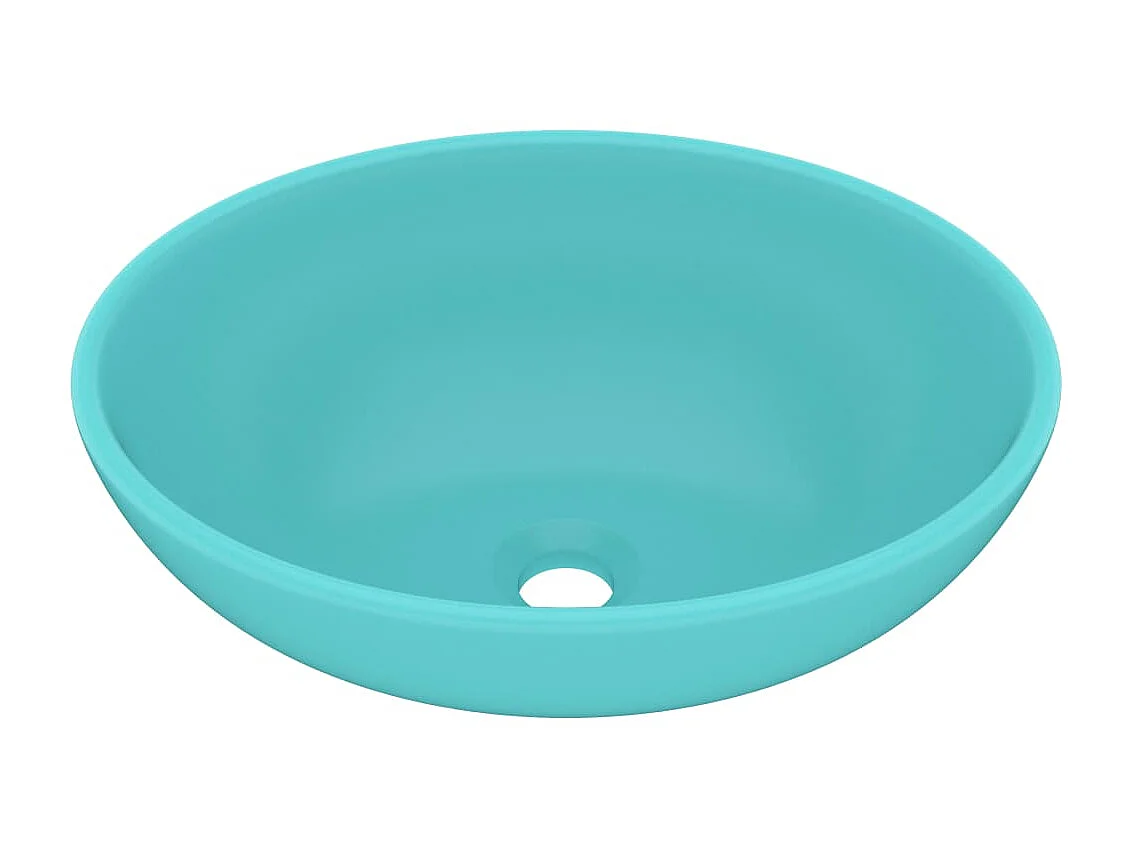 Lavatório luxuoso oval 40x33cm cerâmica verde-claro mate PT353839