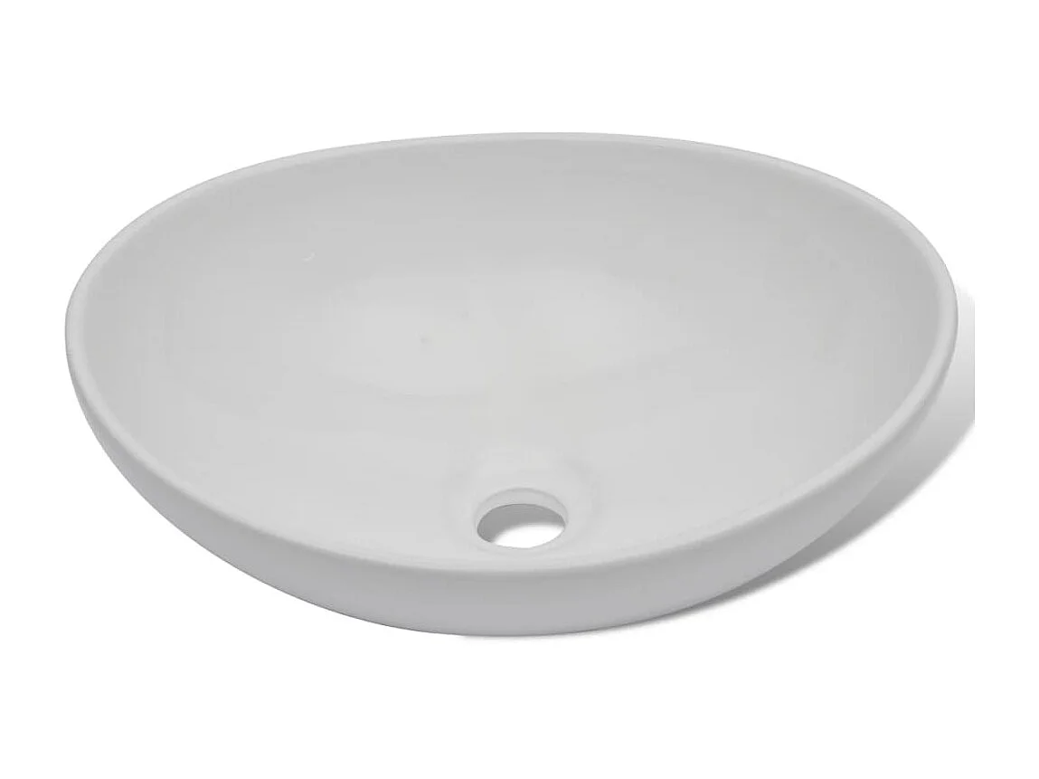 Lavatório com torneira misturadora cerâmica oval branco PT884696