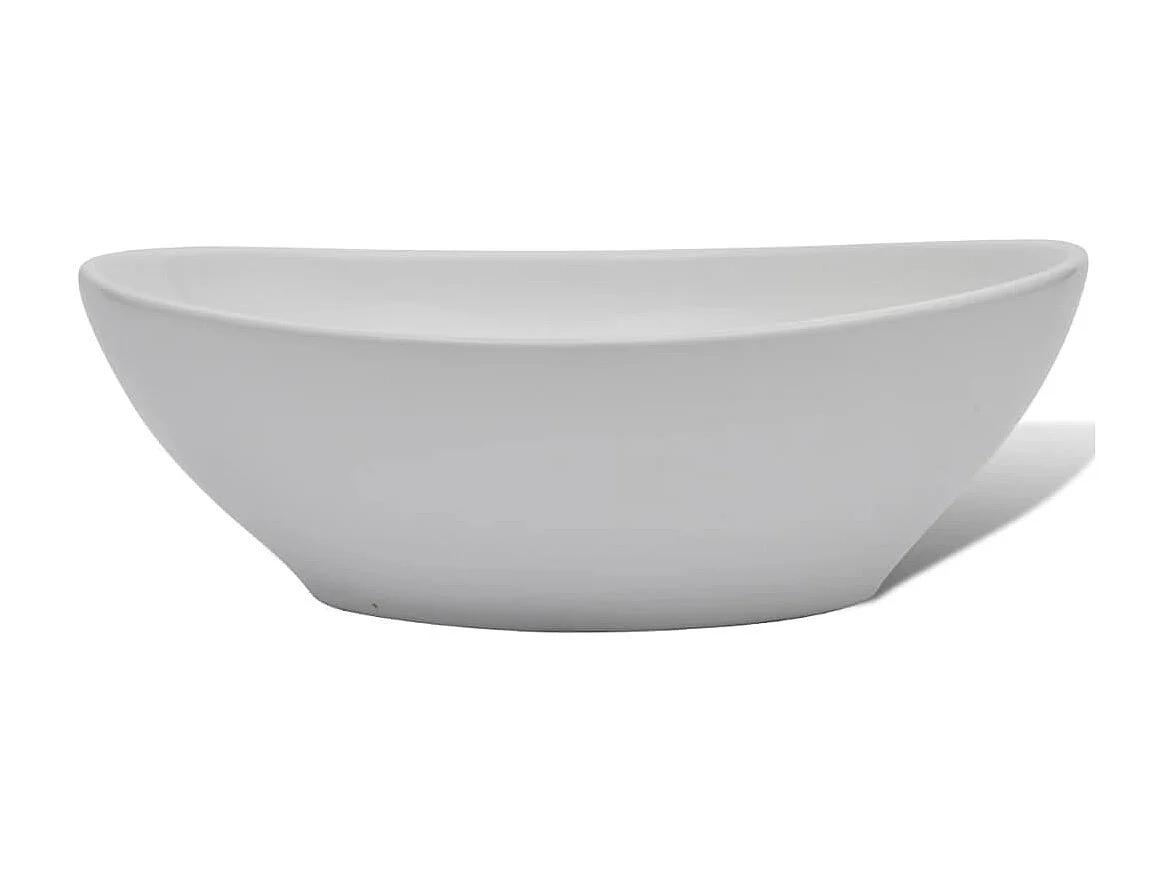 Lavatório com torneira misturadora cerâmica oval branco PT884696