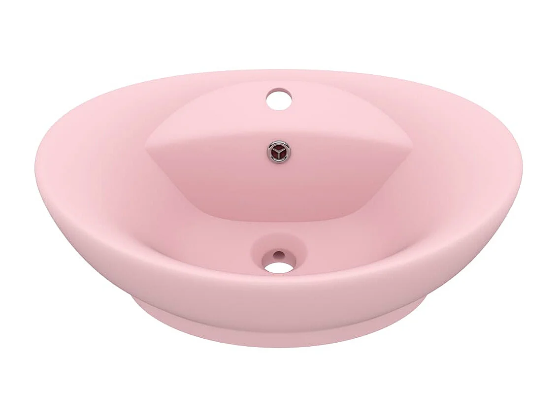 Vasque ovale de luxe à trop-plein Rose mat 58,5x39 cm Céramique WVGQ9607