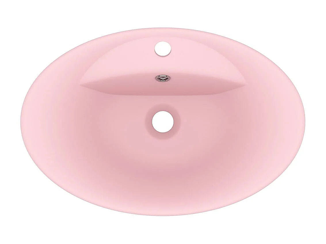 Vasque ovale de luxe à trop-plein Rose mat 58,5x39 cm Céramique WVGQ9607
