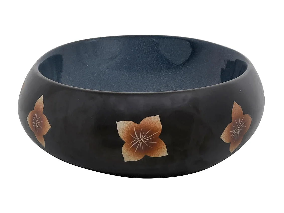 Lavabo sobre encimera ovalado cerámica negro y azul 59x40x15 cm ES66350