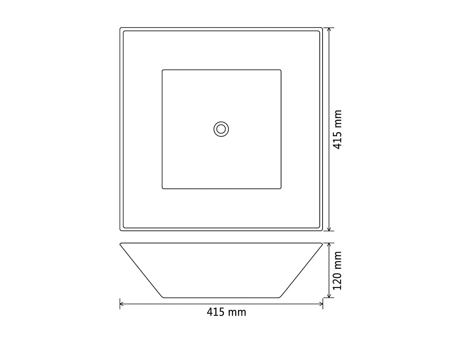Lavatório quadrado branco cerâmica 41,5x41,5x12 cm PT499287