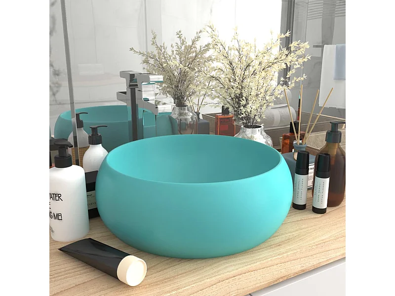 Vasque rond de luxe Vert clair mat 40x15 cm Céramique WVGQ5037