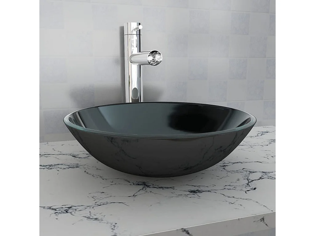 Lavabo de vidrio templado negro 42 cm ES66342