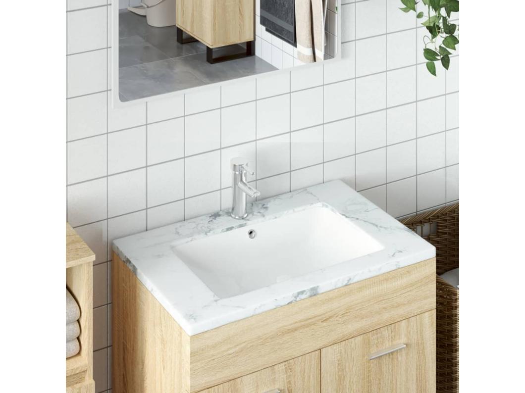 Lavatório casa de banho retangular 60x40x21 cm cerâmica branco PT134794