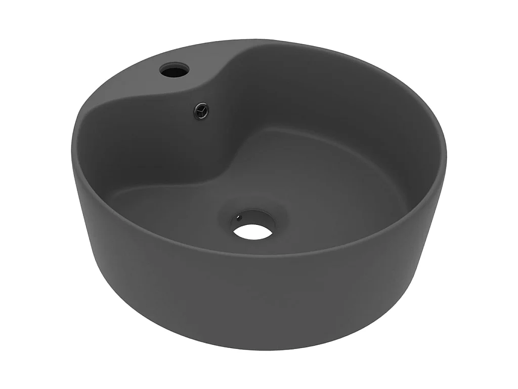 Vasque de luxe avec trop-plein Gris foncé mat 36x13cm Céramique WVGQ3718