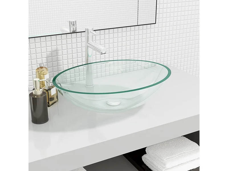Lavabo de vidrio transparente 50x37x14 cm ES66580