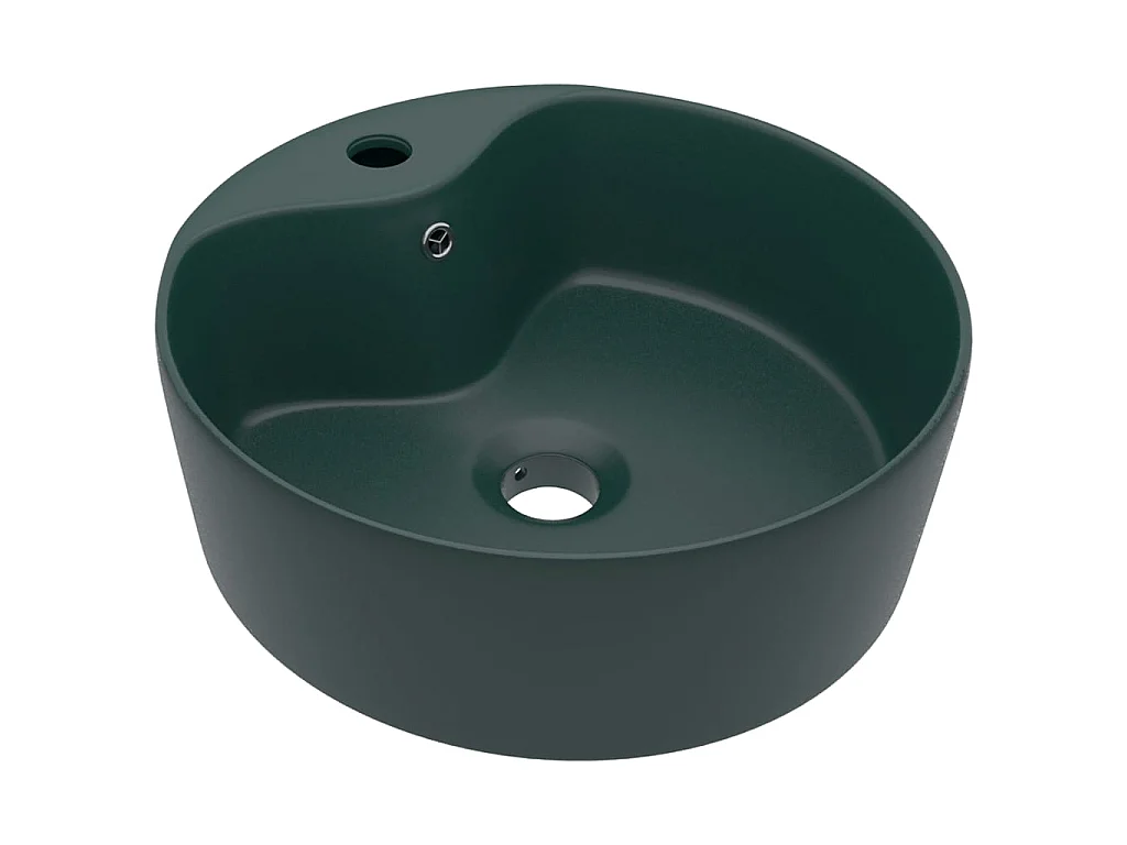 Lavabo lujo con rebosadero cerámica verde oscuro mate 36x13 cm ES66321