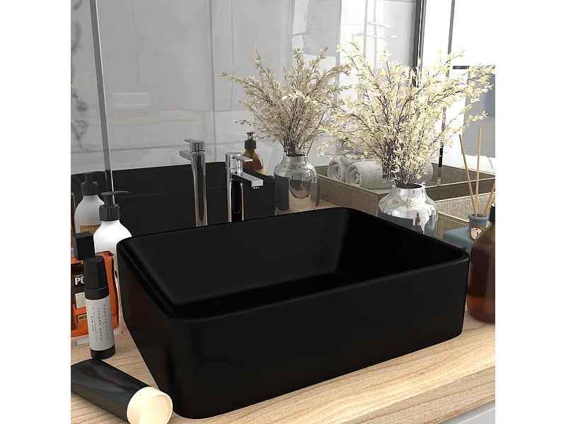 Lavatório luxuoso 41x30x12 cm cerâmica preto mate PT277507