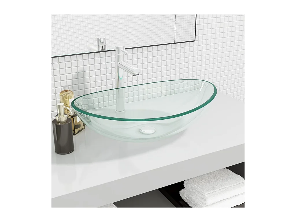 Vasque Verre trempé 54,5x35x15,5 cm Transparent WVGQ1735
