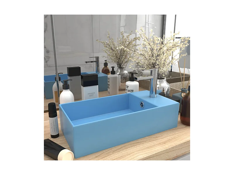 Lavatório WC c/ extravasamento cerâmica azul-claro PT404349