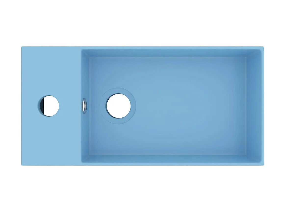 Vasque de salle de bain avec trop-plein Céramique Bleu clair WVGQ9495