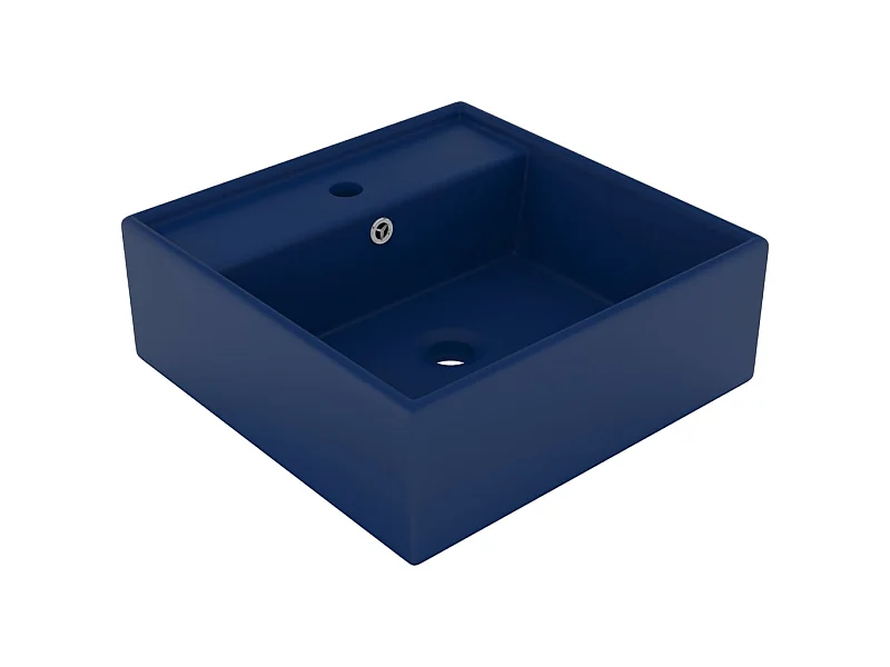 Lavatório luxuoso quadrado 41x41 cm cerâmica azul-escuro mate PT659592