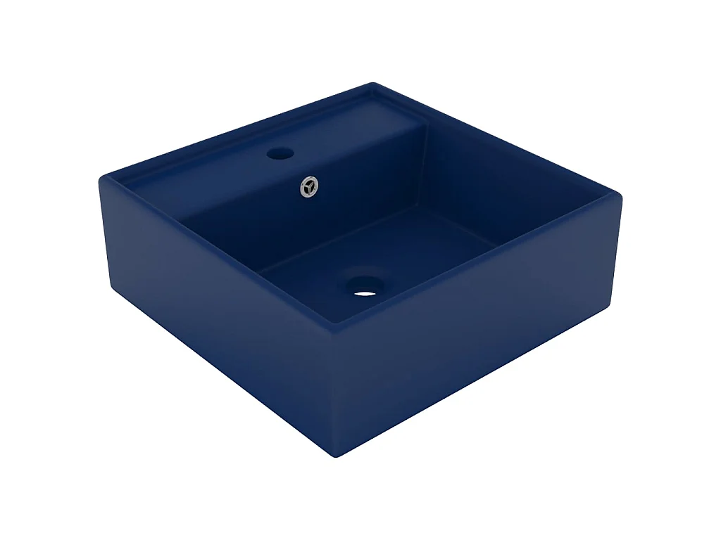 Lavatório luxuoso quadrado 41x41 cm cerâmica azul-escuro mate PT659592