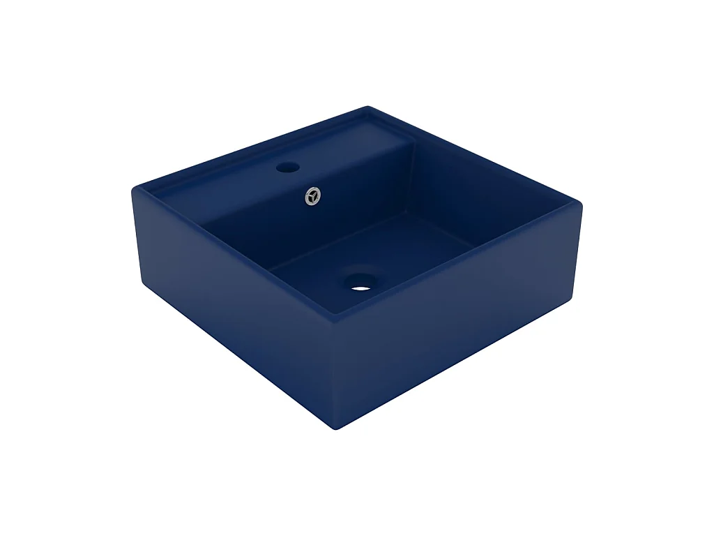 Vasque carré à trop-plein Bleu foncé mat 41x41 cm Céramique WVGQ1393