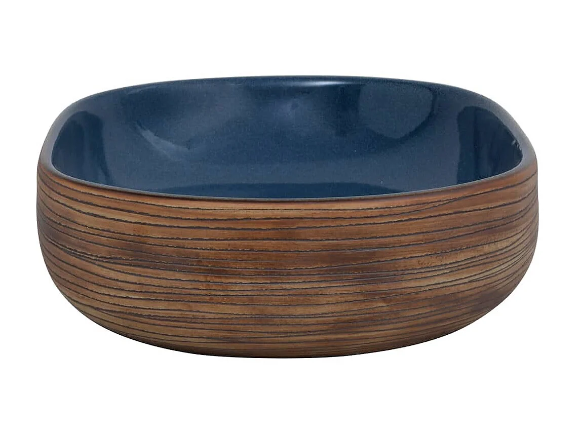 Lavabo sobre encimera ovalado cerámica marrón y azul 59x40x14cm ES66555