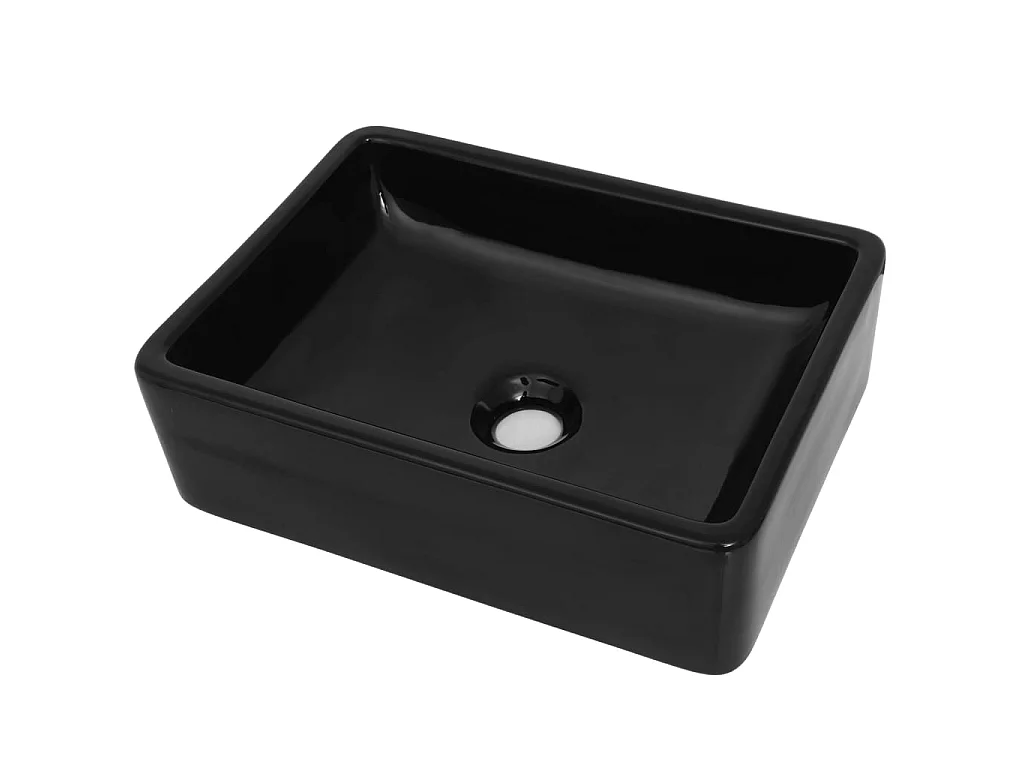 Lavatório retangular em cerâmica preto 41x30x12 cm PT336877
