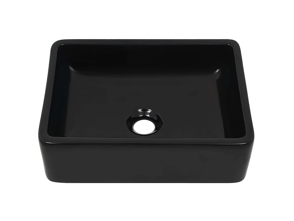 Lavatório retangular em cerâmica preto 41x30x12 cm PT336877