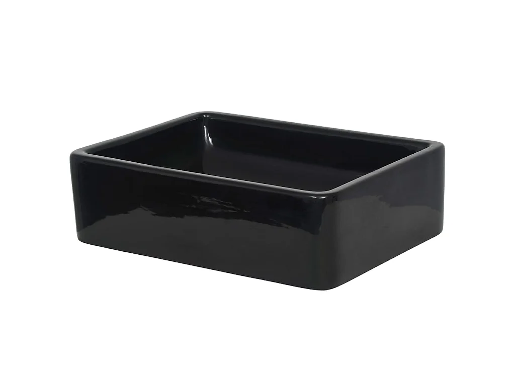 Lavatório retangular em cerâmica preto 41x30x12 cm PT336877