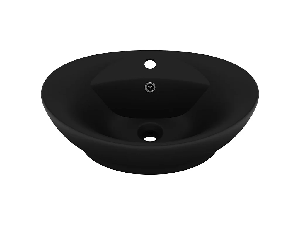 Vasque ovale de luxe à trop-plein Noir mat 58,5x39 cm Céramique WVGQ9878