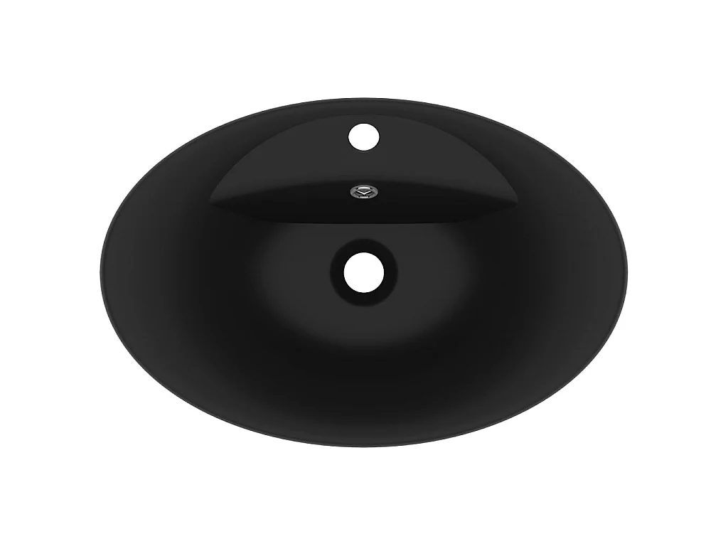 Vasque ovale de luxe à trop-plein Noir mat 58,5x39 cm Céramique WVGQ9878
