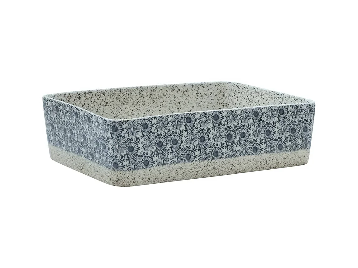 Vasque à poser gris/bleu rectangulaire 46x35,5x13 cm céramique WVGQ5923