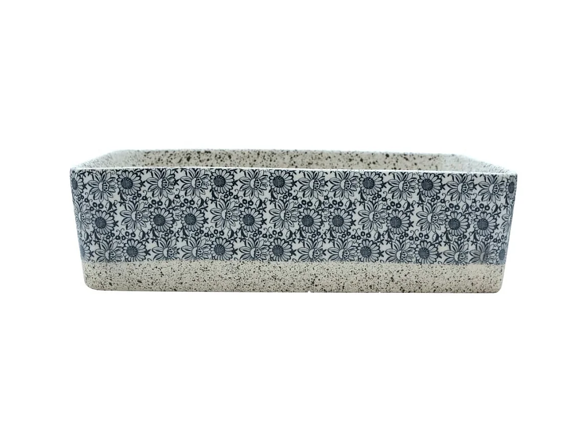 Vasque à poser gris/bleu rectangulaire 46x35,5x13 cm céramique WVGQ5923
