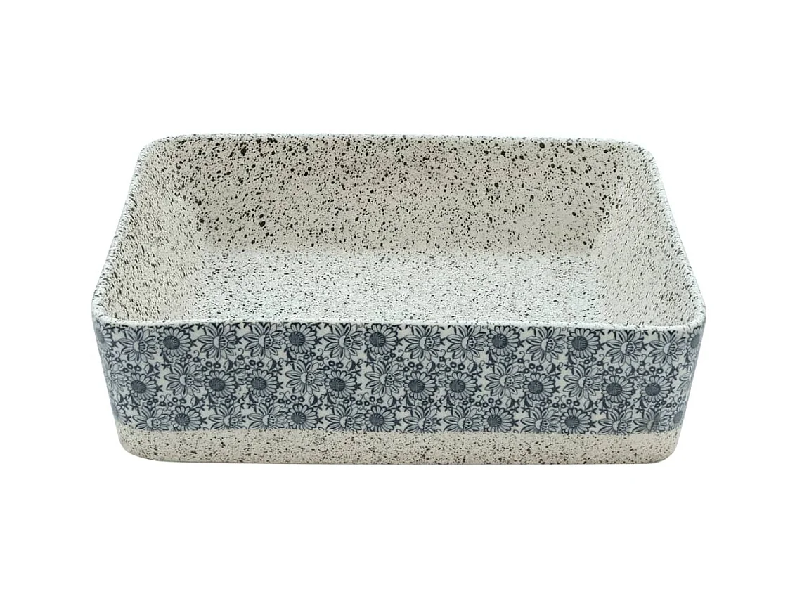 Vasque à poser gris/bleu rectangulaire 46x35,5x13 cm céramique WVGQ5923