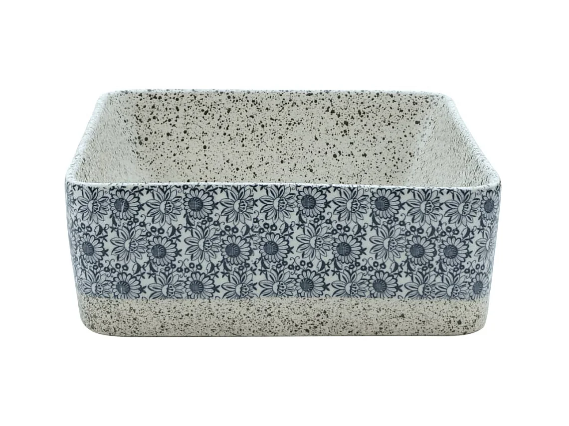Vasque à poser gris/bleu rectangulaire 46x35,5x13 cm céramique WVGQ5923