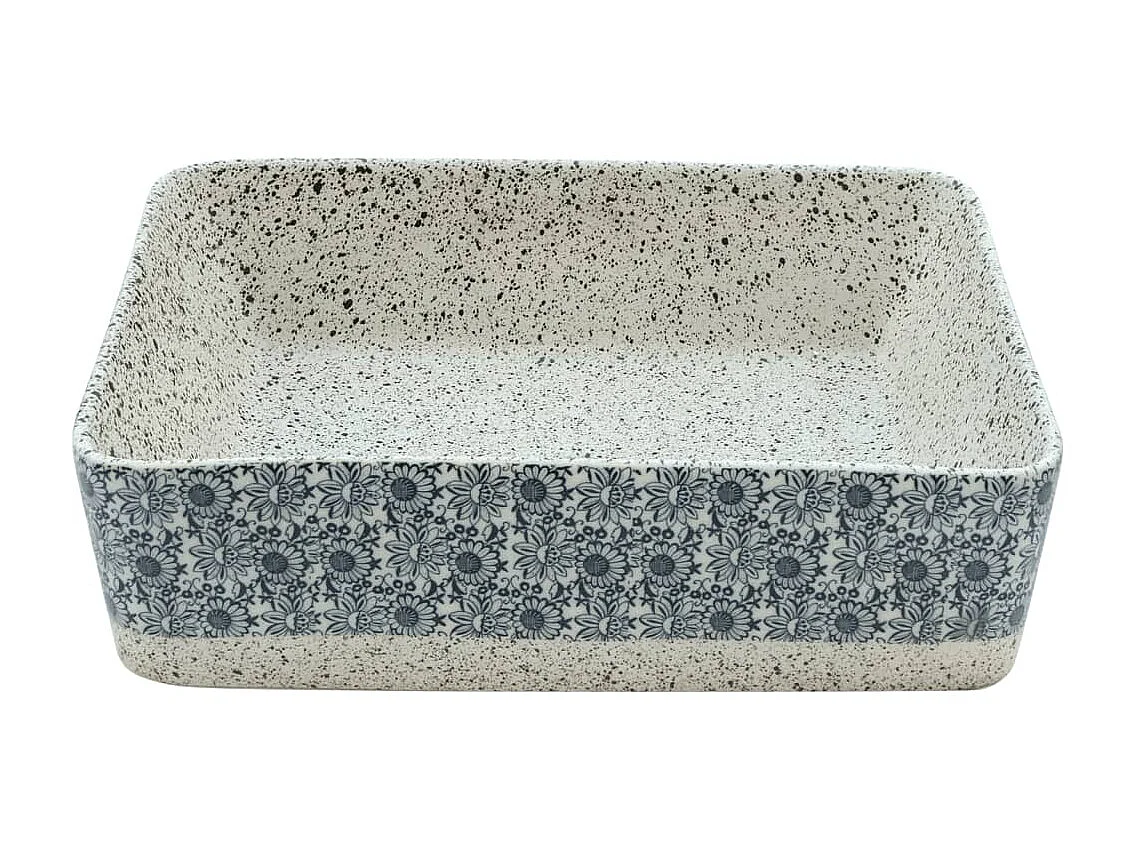 Vasque à poser gris/bleu rectangulaire 46x35,5x13 cm céramique WVGQ5923