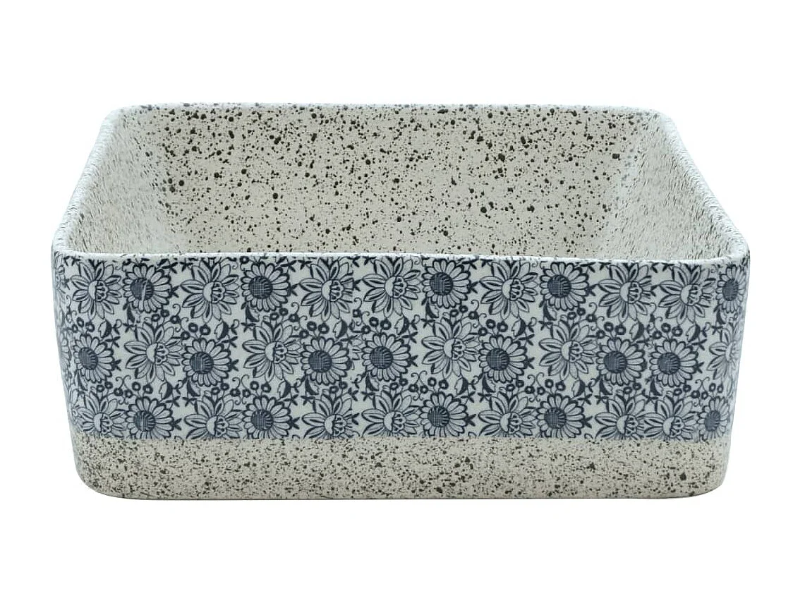 Vasque à poser gris/bleu rectangulaire 46x35,5x13 cm céramique WVGQ5923