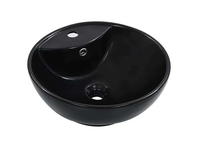 Lavatório com extravasamento 46,5x18 cm cerâmica preto PT954432