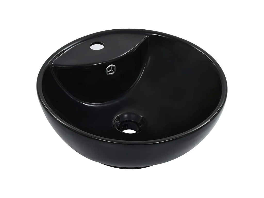 Lavatório com extravasamento 46,5x18 cm cerâmica preto PT954432