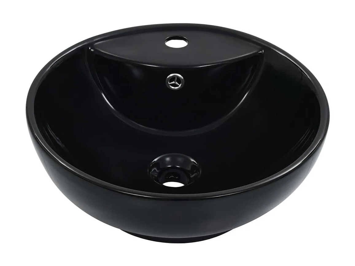 Lavatório com extravasamento 46,5x18 cm cerâmica preto PT954432