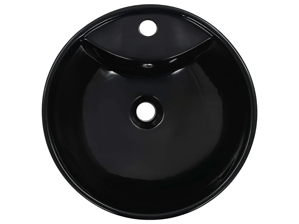 Lavatório com extravasamento 46,5x18 cm cerâmica preto PT954432