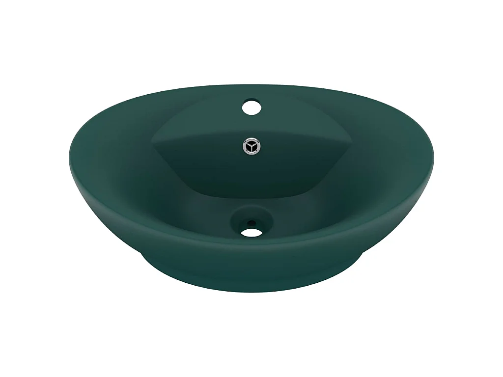 Vasque ovale à trop-plein Vert foncé mat 58,5x39 cm Céramique WVGQ4986