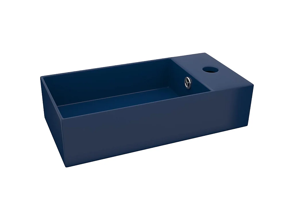 Vasque de salle de bain avec trop-plein Céramique Bleu foncé WVGQ1945
