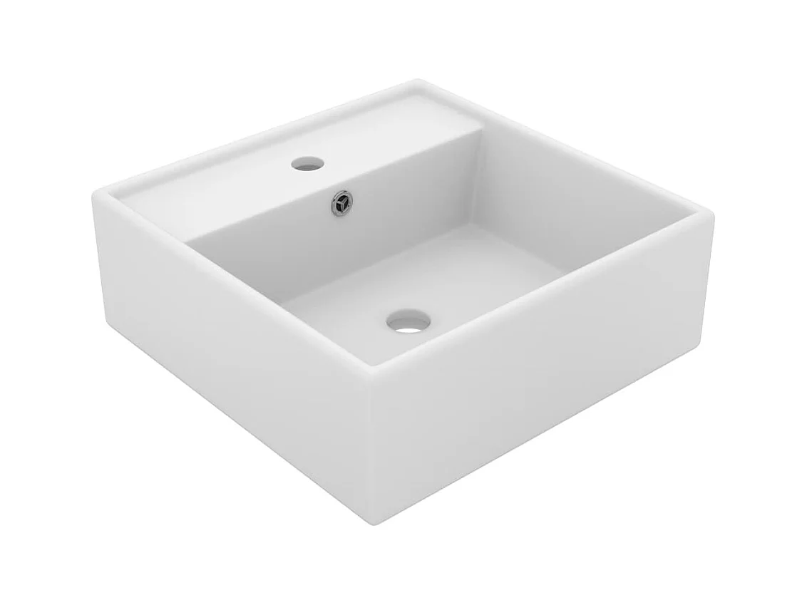 Vasque carré de luxe à trop-plein Blanc mat 41x41 cm Céramique WVGQ8522