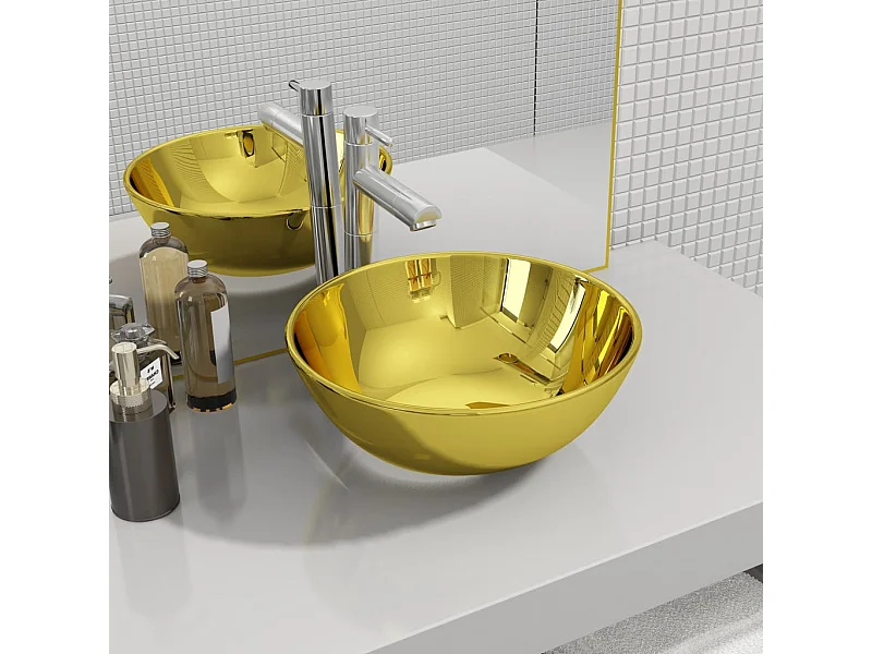 Lavabo 28x10 cm cerámica dorado ES66255