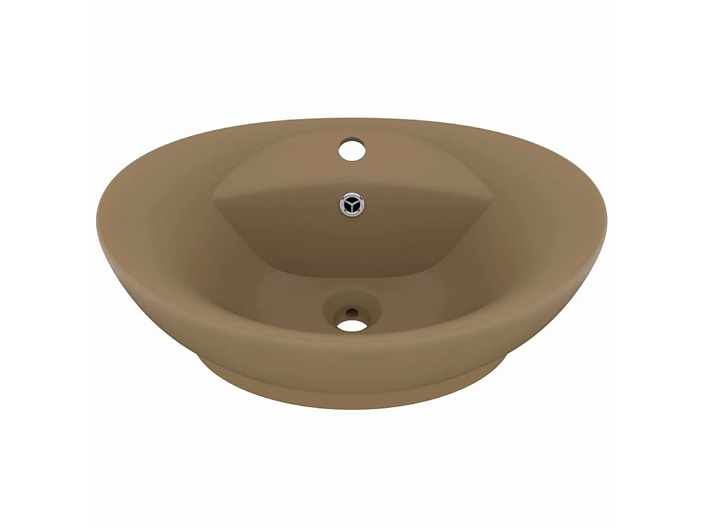 Vasque ovale de luxe à trop-plein Crème mat 58,5x39cm Céramique WVGQ8812