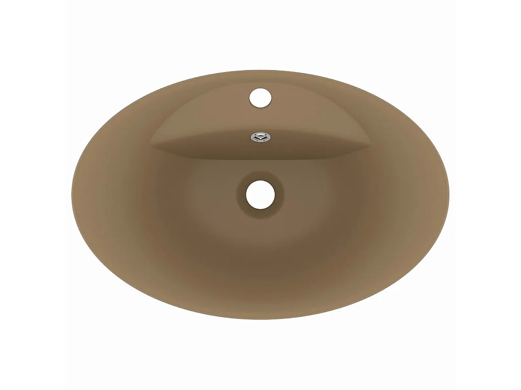 Vasque ovale de luxe à trop-plein Crème mat 58,5x39cm Céramique WVGQ8812