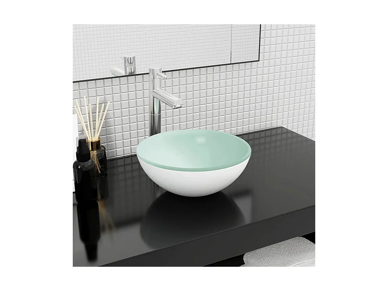 Lavatório 30x12 cm vidro temperado branco PT199347