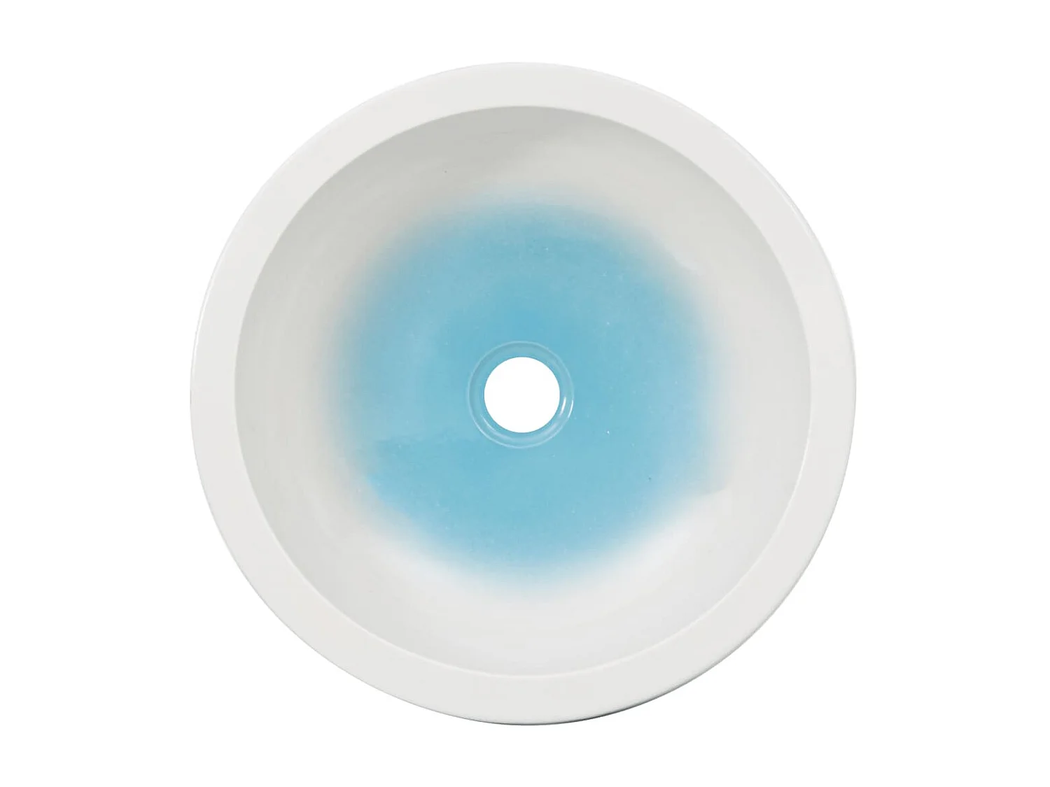 Lavabo sobre encimera redondo cerámica blanco y azul Φ41x14 cm ES66357