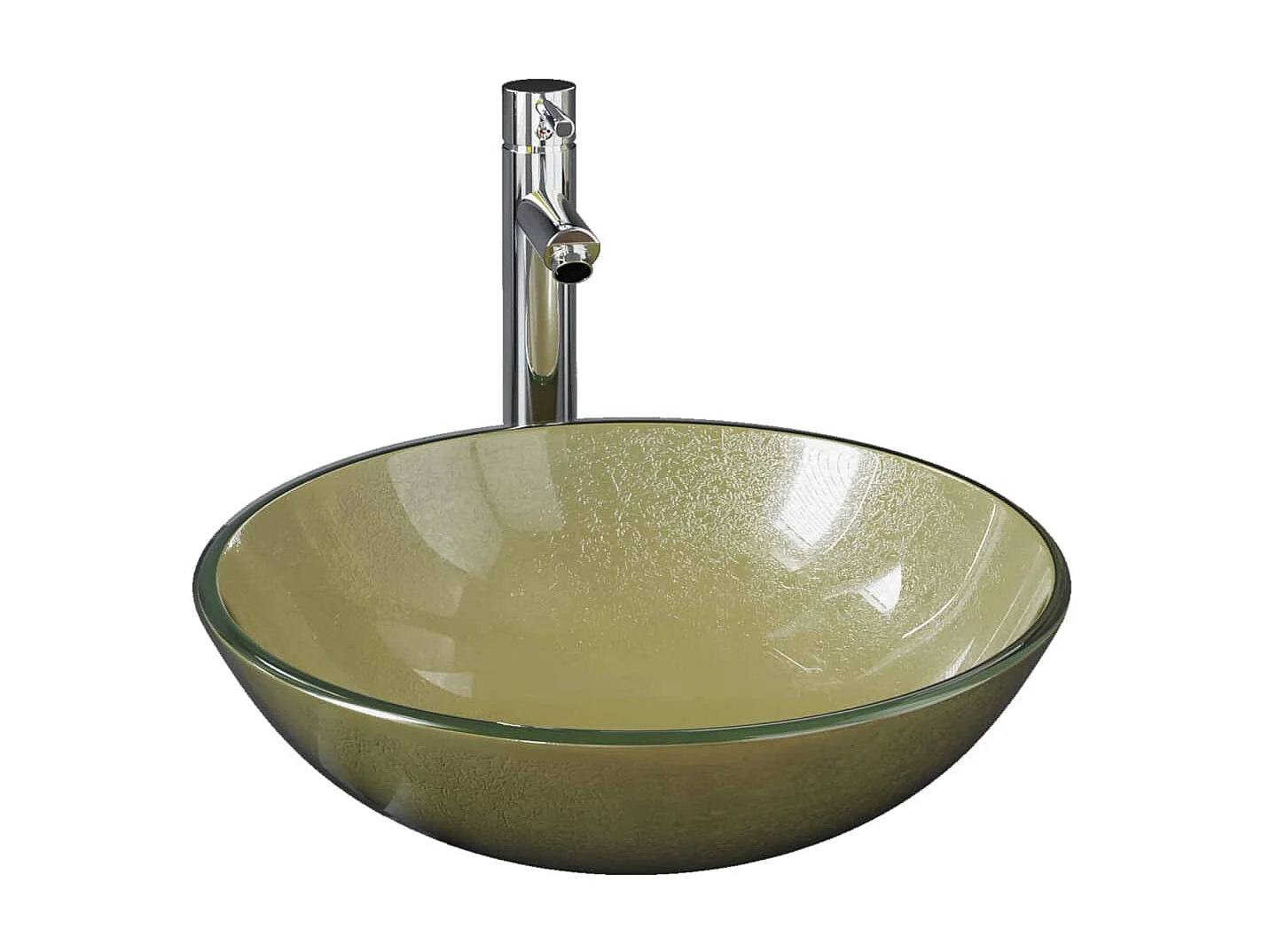 Lavabo grifo tapón pulsador cristal templado esmerilado dorado ES66386