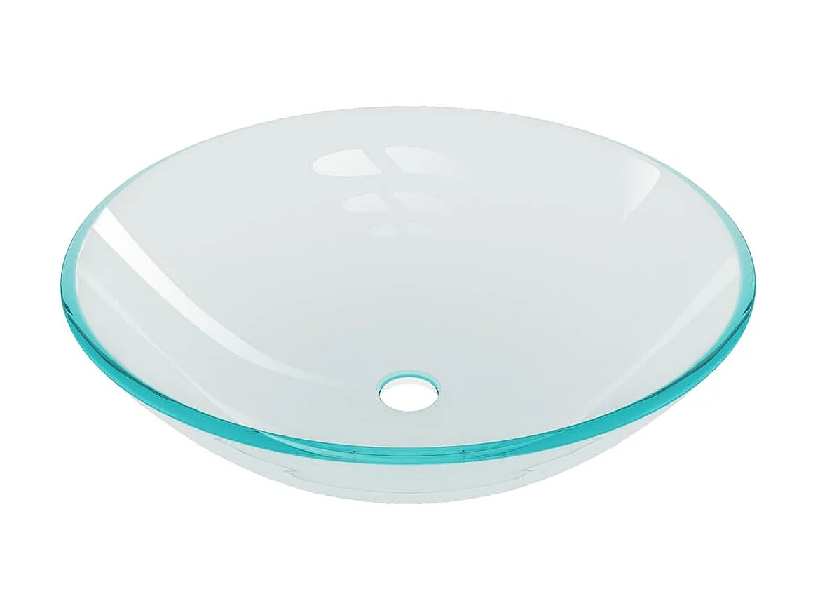 Lavabo con grifo y tapón pulsador cristal templado transparente ES66275