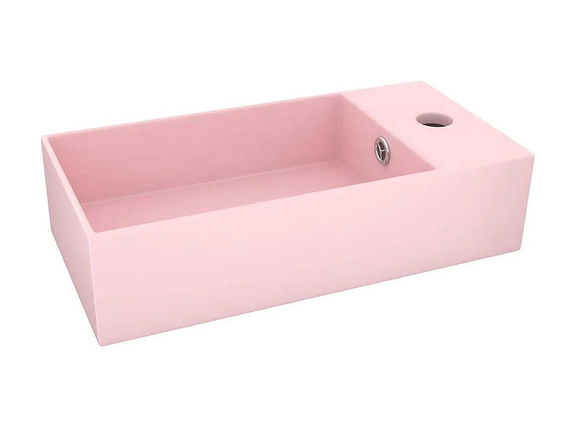 Lavabo con rebosadero cerámica rosa mate ES977976