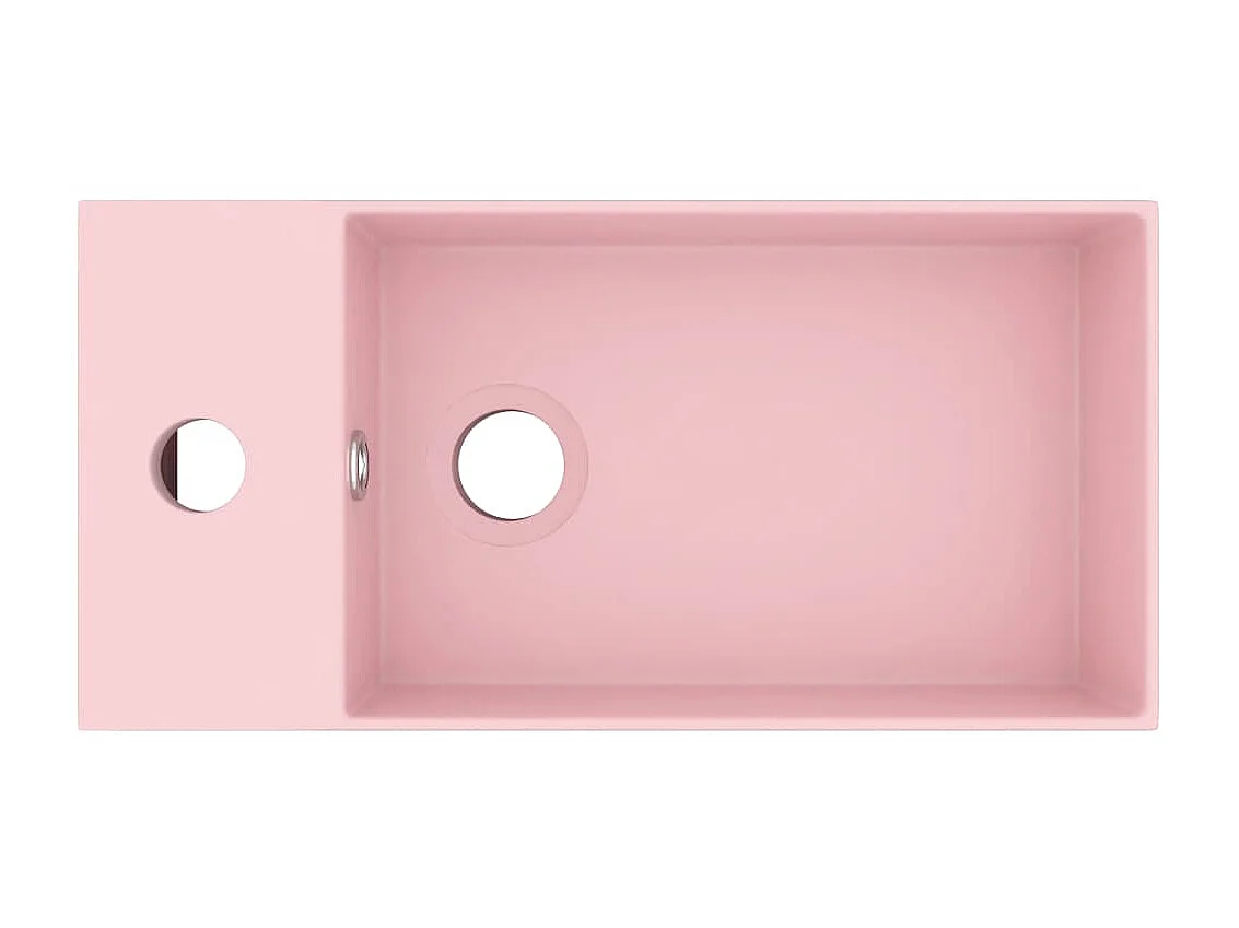 Lavabo con rebosadero cerámica rosa mate ES977976